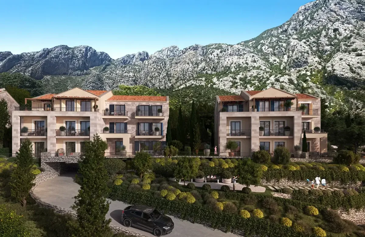 New two-bedroom apartment in a residential complex with a pool, Kotor, Orahovac — property view 2